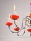 Lámpara de araña vintage de cristal de Murano naranja con ocho brazos, Imagen 4