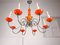 Lámpara de araña vintage de cristal de Murano naranja con ocho brazos, Imagen 13