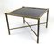 Vintage Square Brass and Black Opaline Glass Coffee Table attirbuted to Jacques Adnet, 1950s 2