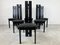 Black Wooden High Back Dining Chairs, 1980s, Set of 6 1