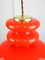 Mid-Century Red Glass & Brass Pendant Lamp 7