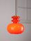 Mid-Century Red Glass & Brass Pendant Lamp 4