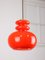 Mid-Century Red Glass & Brass Pendant Lamp 11