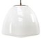 Mid-Century Industrial White Opaline Glass Ceiling Lamps with Brass Top 1