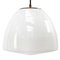 Mid-Century Industrial White Opaline Glass Ceiling Lamps with Brass Top, Image 1