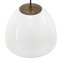 Mid-Century Industrial White Opaline Glass Ceiling Lamps with Brass Top, Image 3