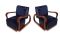 Dark Blue Velvet Lounge Chairs, 1930s, Set of 2 1