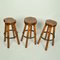 Bar Stools in Burr Wood, 1970s, Set of 3 2