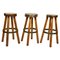 Bar Stools in Burr Wood, 1970s, Set of 3 1