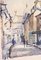 Lucien Delarue, Rue de Montmartre in Paris, 1960er, Aquarell, gerahmt 2