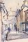 Lucien Delarue, Rue de Montmartre in Paris, 1960s, Watercolor, Framed 2