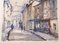 Lucien Delarue, Rue de Montmartre in Paris, 1960s, Watercolor, Framed 11