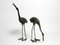 Large Decorative Cranes in Oxidized Brass, 1970s, Set of 2 1