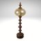 Large German Wood Turned Bobbin Table Lamp in Amber Glass, 1960s, Image 11