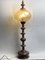 Large German Wood Turned Bobbin Table Lamp in Amber Glass, 1960s, Image 2