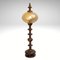 Large German Wood Turned Bobbin Table Lamp in Amber Glass, 1960s, Image 10