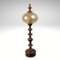 Large German Wood Turned Bobbin Table Lamp in Amber Glass, 1960s, Image 12
