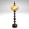 Large German Wood Turned Bobbin Table Lamp in Amber Glass, 1960s, Image 9