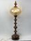 Large German Wood Turned Bobbin Table Lamp in Amber Glass, 1960s, Image 4