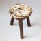 Vintage French Wooden Stool, 1950s, Image 1