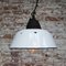 Vintage Industrial White Enamel Pendant Light in Cast Iron and Clear Glass 4