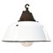 Vintage Industrial White Enamel Pendant Light in Cast Iron and Clear Glass, Image 5