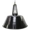 Lámpara colgante industrial francesa vintage grande esmaltada en negro, años 50, Imagen 1