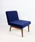 Vintage Lounge Chair in Dark Blue Velvet, 1970s, Image 1