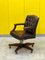 Vintage Brown Leather Oak Framed Chesterfield Captains Armchair 2