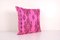 Anatolian Striped Geometric Pink Kilim Rug Cushion Cover, 2010s 3