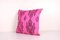 Anatolian Striped Geometric Pink Kilim Rug Cushion Cover, 2010s 2