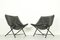 Folding Lounge Chairs in Black Leather attributed to Teun van Zanten for Molinari, 1970s, Set of 2 1