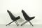 Klappbare Sessel aus schwarzem Leder von Teun van Zanten für Molinari, 1970er, 2er Set 5