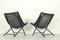 Folding Lounge Chairs in Black Leather attributed to Teun van Zanten for Molinari, 1970s, Set of 2 10