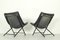 Folding Lounge Chairs in Black Leather attributed to Teun van Zanten for Molinari, 1970s, Set of 2, Image 10