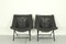 Folding Lounge Chairs in Black Leather attributed to Teun van Zanten for Molinari, 1970s, Set of 2 4