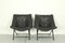 Klappbare Sessel aus schwarzem Leder von Teun van Zanten für Molinari, 1970er, 2er Set 4