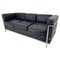 Black Leather & Chrome Lc3 Three-Seater Sofa by Le Corbusier, 1990s 1