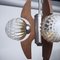 Mid-Century Teak, Metal and Decorative Glass Hanging Light, 1970s, Image 12