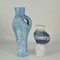 Tall Dutch Sculptural Vases in Blue by Schalling, 1950s, Set of 2 2