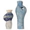 Tall Dutch Sculptural Vases in Blue by Schalling, 1950s, Set of 2 1