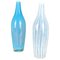 Hand Blown Vases in Blue and White by Leerdam, 1960s, Set of 2 1