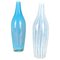 Vases Bleus et Blancs Soufflés à la Main par Leerdam, 1960s, Set de 2 1