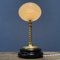 Lampada da tavolo antica in ottone con cappa in vetro acciottolato, Immagine 4