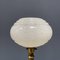 Antike Tischlampe aus Messing mit Kopfsteinpflaster-Glashaube 6