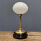 Lampada da tavolo antica in ottone con cappa in vetro acciottolato, Immagine 5