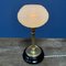 Lampada da tavolo antica in ottone con cappa in vetro acciottolato, Immagine 14