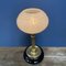 Antique Brass Table Lamp with Cobblestone Glass Hood 15