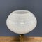 Antike Tischlampe aus Messing mit Kopfsteinpflaster-Glashaube 11