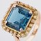 7.30 Carats Blue London Topaz 18 Karat Yellow Gold Ring, 1960s, Image 9